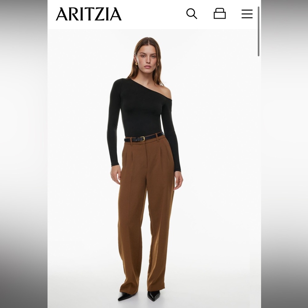 Aritzia Wilfred The Effortless Pant Dark Rust Brown